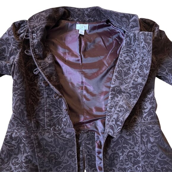 Ann Taylor Loft Velvet Blazer Plum Color Size 12 - Picture 7 of 11